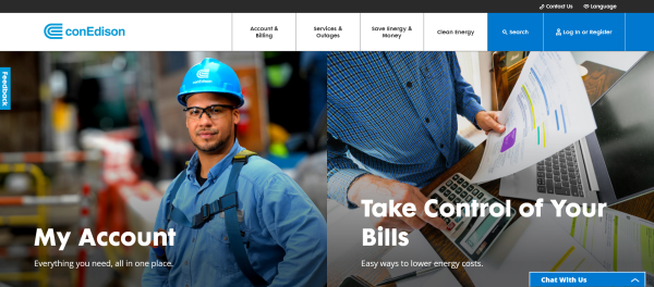 Screenshot Website Consolidated Edison