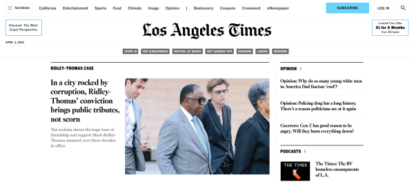 Screenshot Website Los Angeles Times