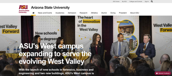 Screenshot Website ASU