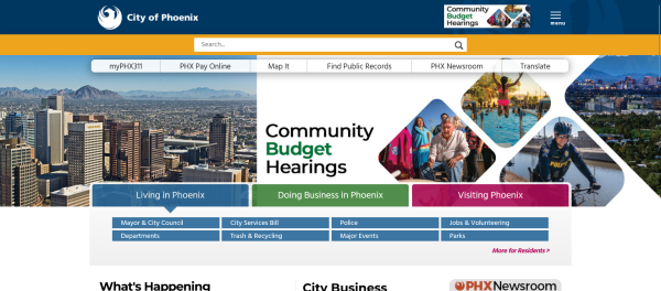 Screenshot Website City of Phoenix