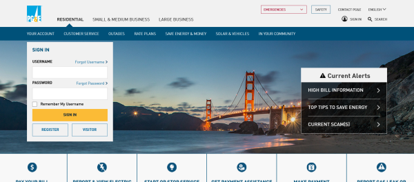 Screenshot Website PG&E Corporation