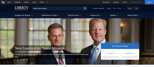 Screenshot Website Liberty University