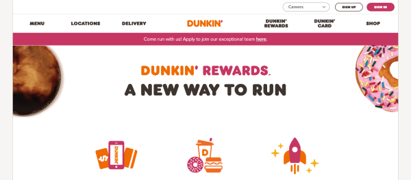 Screenshot Website Dunkin'