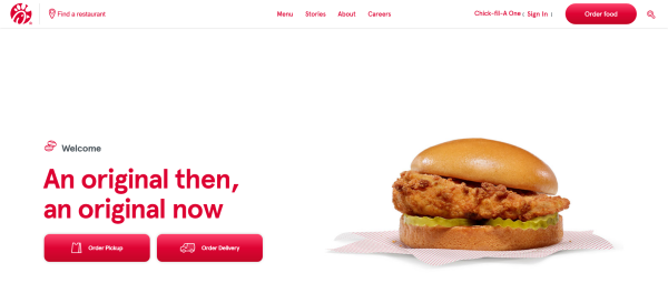 Screenshot Website Chick-fil-A